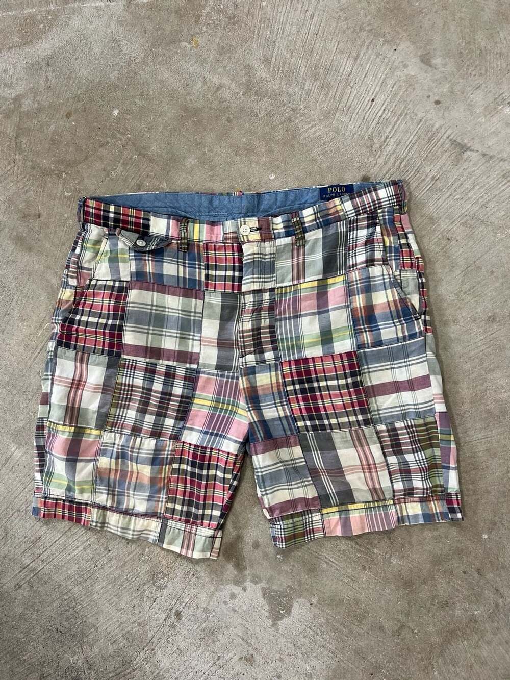 Polo Ralph Lauren Classic Fit Patchwork Madras Plaid Shorts Size 38
